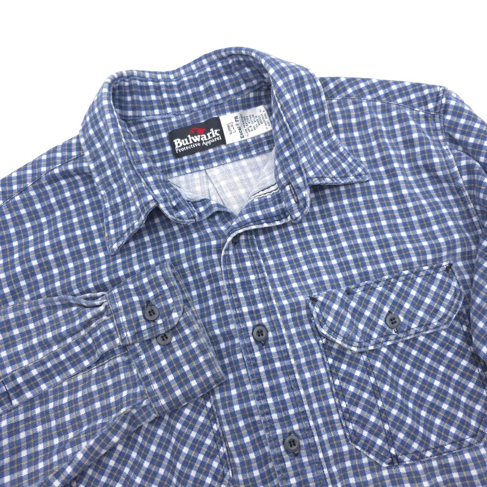 Bulwark FR Shirt Mens Large Blue Plaid Excel Flame Resistant HRC2 SLD6NK2 Work